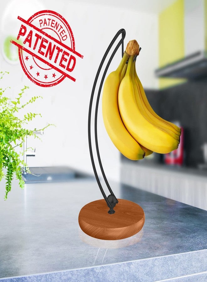 Signice Banana Holder Stand - Patented Modern Tree Hanger With Wood Base and Stainless Steel Rack for Home Kitchen Use, Doesn't Tip Over (New Black) - Image 4